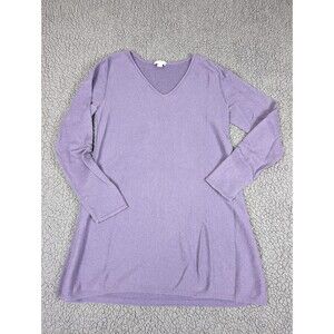 J Jill Top Womens XS Lilac Silk Wool Cotton Blend V Neck Knit 3/4 Sleeve Shirt
